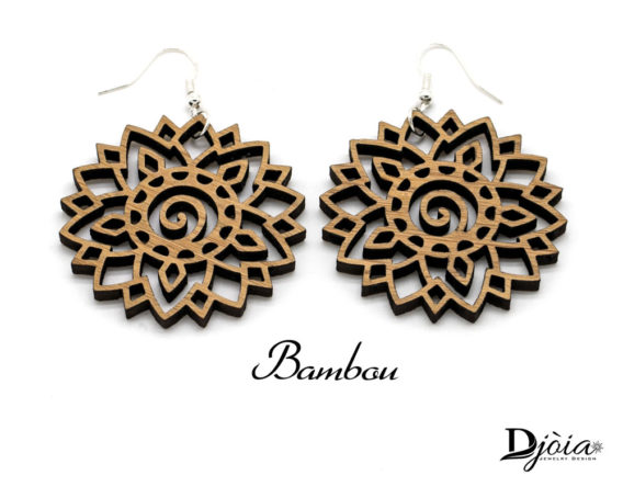 boucles d'oreilles bois mandala clair