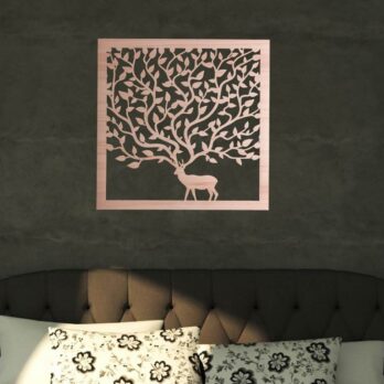 Décoration murale cerf arbre en bois