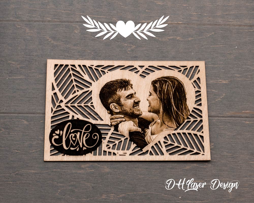 Carte cadeau amoureux / couple avec gravure photo - DHLaser Design