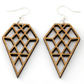 Boucles d&rsquo;oreilles en bois, Diamant