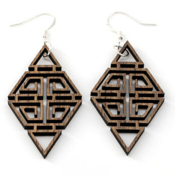 Boucles d&rsquo;oreilles en bois, Aztec